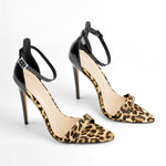 Load image into Gallery viewer, Pointy Open Toe Leopard Ankle Sandals
