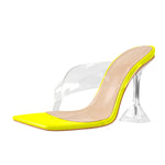 Load image into Gallery viewer, Square Toe Transparent Tapered High Heel Sandals
