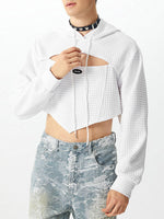 Load image into Gallery viewer, Mens Waffle Knit Cropped Long-Sleeve Hoodie SKUK79539
