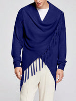 Load image into Gallery viewer, Mens Knitted Fringe Cowl Neck Long Sleeve Cardigan SKUK88160
