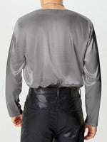 Load image into Gallery viewer, Mens Twist Design Satin Long Sleeve T-Shirt SKUK76330
