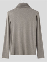 Load image into Gallery viewer, Mens Draped Neck Ruffled Long Sleeve T-Shirt SKUK83713
