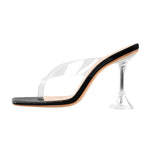 Load image into Gallery viewer, Square Toe Transparent Tapered High Heel Sandals
