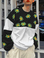 Load image into Gallery viewer, Mens Daisy Print Patchwork Long Sleeve T-Shirt SKUK80423
