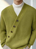 Load image into Gallery viewer, Mens Textured Asymmetrical V-Neck Long-Sleeve Sweater SKUK82215
