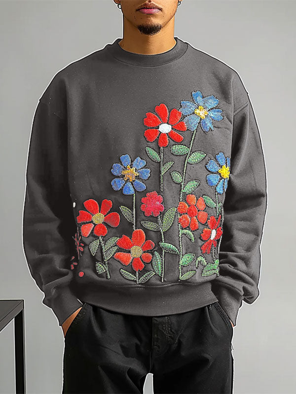 Mens Floral Print Long-Sleeve Hoodie SKUK76519