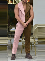 Load image into Gallery viewer, Mens Contrast Color Patchwork Casual Two-Piece Outfit SKUK82208
