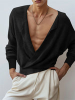 Load image into Gallery viewer, Mens Asymmetrical Deep V-Neck Long Sleeve Cardigan SKUK79712
