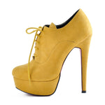 Load image into Gallery viewer, Platform Lace Up Stiletto High Heels Suede Leather Ankle Bootie
