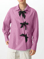 Load image into Gallery viewer, Mens Striped Bow Tie Long Sleeve Shirt SKUK80428
