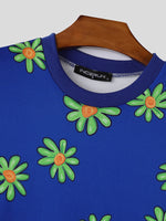 Load image into Gallery viewer, Mens Daisy Print Patchwork Long Sleeve T-Shirt SKUK80423
