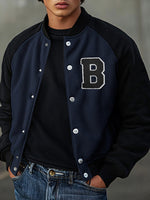 Load image into Gallery viewer, Mens Street Fashion Letter Patchwork Baseball Jacket SKUK81857
