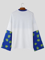 Load image into Gallery viewer, Mens Daisy Print Patchwork Long Sleeve T-Shirt SKUK80423
