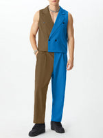 Load image into Gallery viewer, Mens Contrast Color Patchwork Casual Two-Piece Outfit SKUK82208
