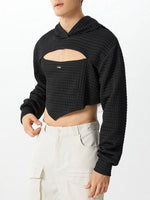 Load image into Gallery viewer, Mens Waffle Knit Cropped Long-Sleeve Hoodie SKUK79539
