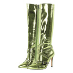 Load image into Gallery viewer, Straps Knee High Metallic Color Boots
