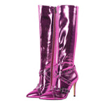 Load image into Gallery viewer, Straps Knee High Metallic Color Boots
