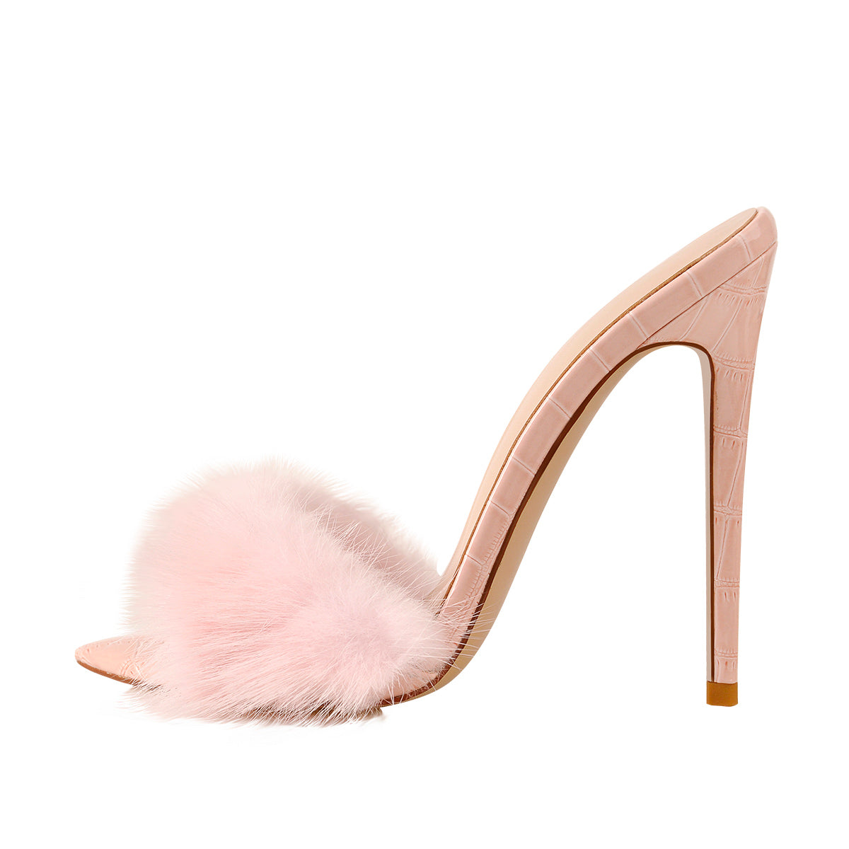 Pink Feather Open Toe High Heel Stilettos Sandals