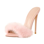 Load image into Gallery viewer, Pink Feather Open Toe High Heel Stilettos Sandals
