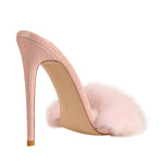 Load image into Gallery viewer, Pink Feather Open Toe High Heel Stilettos Sandals
