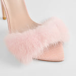 Load image into Gallery viewer, Pink Feather Open Toe High Heel Stilettos Sandals
