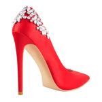 Load image into Gallery viewer, Pointed Toe Rhinestone Stiletto Pumps
