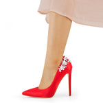 Load image into Gallery viewer, Pointed Toe Rhinestone Stiletto Pumps
