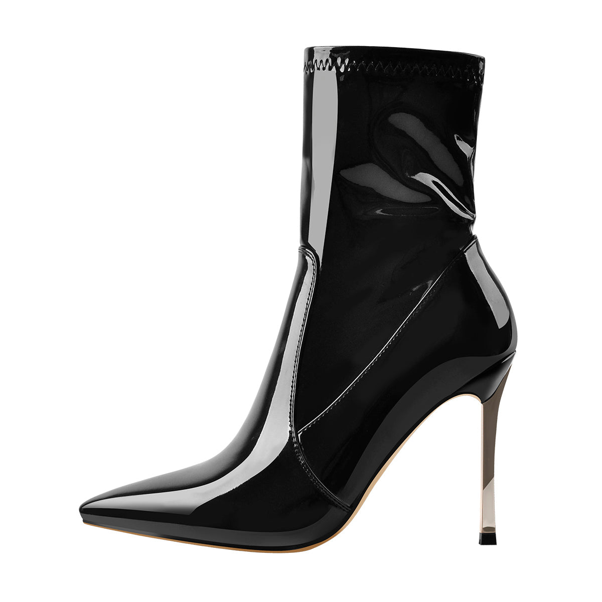 "Sissy Ariella"  Black Patent Leather Metal Heel Boots for Men