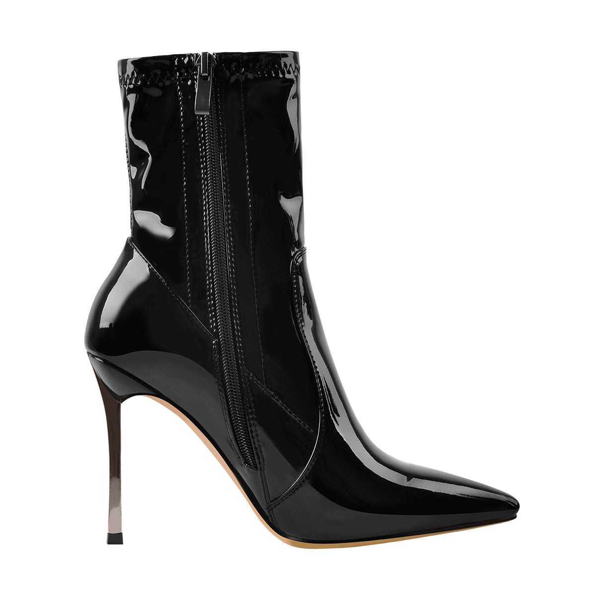 "Sissy Ariella"  Black Patent Leather Metal Heel Boots for Men