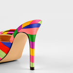 Load image into Gallery viewer, Colour Bow Leather Square Toe High Stiletto Heels Sandals
