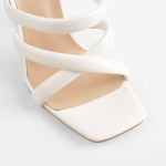 Load image into Gallery viewer, White Square Toe Matte High Heels Sandals
