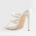 Load image into Gallery viewer, White Square Toe Matte High Heels Sandals
