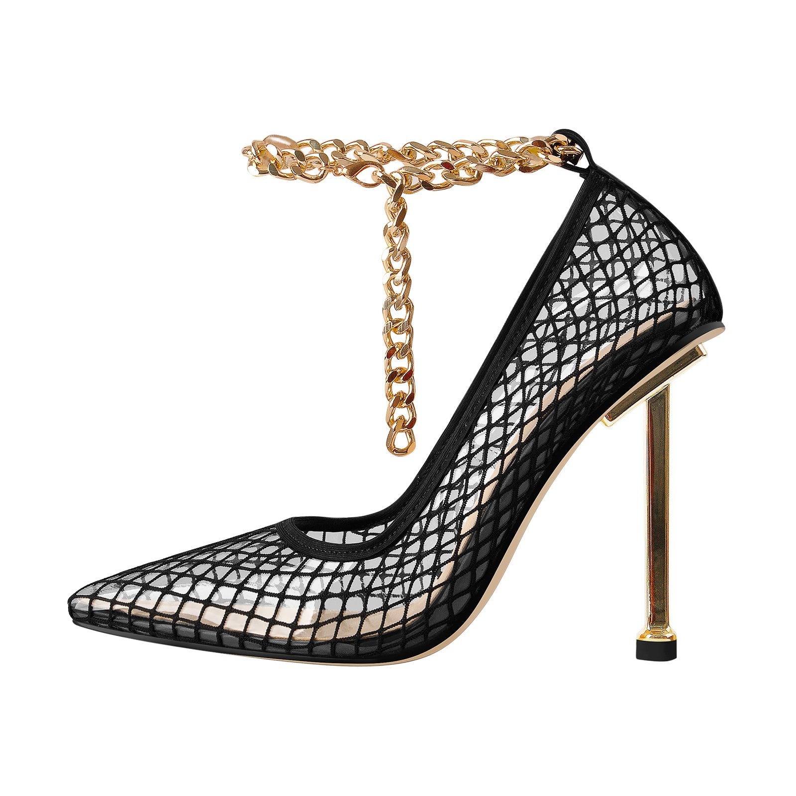 "Sissy Rylie" Fishnet Chain Pumps