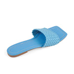 Load image into Gallery viewer, Squre Open Toe Blue Flat Sandals
