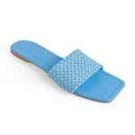 Load image into Gallery viewer, Squre Open Toe Blue Flat Sandals
