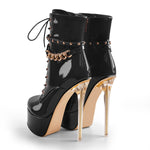 Load image into Gallery viewer, Patent Leather Platform Lace Up Ankle Boots
