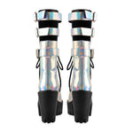 Load image into Gallery viewer, Holographic Platform Chunky Heels Boots
