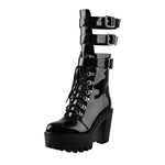 Load image into Gallery viewer, Holographic Platform Chunky Heels Boots
