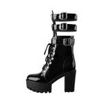 Load image into Gallery viewer, Holographic Platform Chunky Heels Boots
