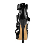 Load image into Gallery viewer, Pointed Toe Buckle Strap Stiletto Platform Sandals
