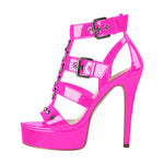 Load image into Gallery viewer, Pointed Toe Buckle Strap Stiletto Platform Sandals
