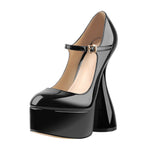 Load image into Gallery viewer, Round Toe Black Platform Disco Pumps
