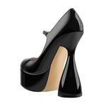 Load image into Gallery viewer, Round Toe Black Platform Disco Pumps
