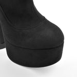 Load image into Gallery viewer, Black Round Toe Suede Platform High Heel Boots
