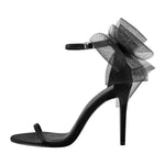 Load image into Gallery viewer, Single Band Ankle Strap Mesh Bow Stiletto Sandals
