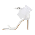 Load image into Gallery viewer, Single Band Ankle Strap Mesh Bow Stiletto Sandals
