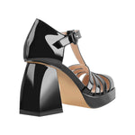 Load image into Gallery viewer, Square Patent Black Chunky Heels Pumps
