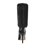 Load image into Gallery viewer, Downy White Black Pointed Toe High Heel Stiletto Boots
