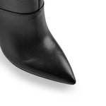 Load image into Gallery viewer, Downy White Black Pointed Toe High Heel Stiletto Boots
