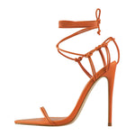 Load image into Gallery viewer, Pointed Toe Lace Up Strap High Heel Sandals
